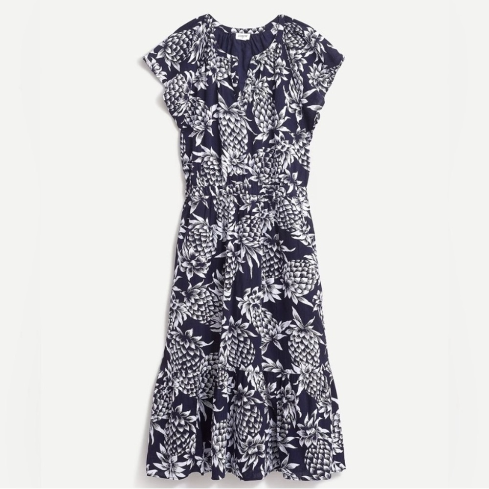 NWOT J Crew Sleeveless Crinkle Dress Pineapple Navy
White Cotton Women's Size 10